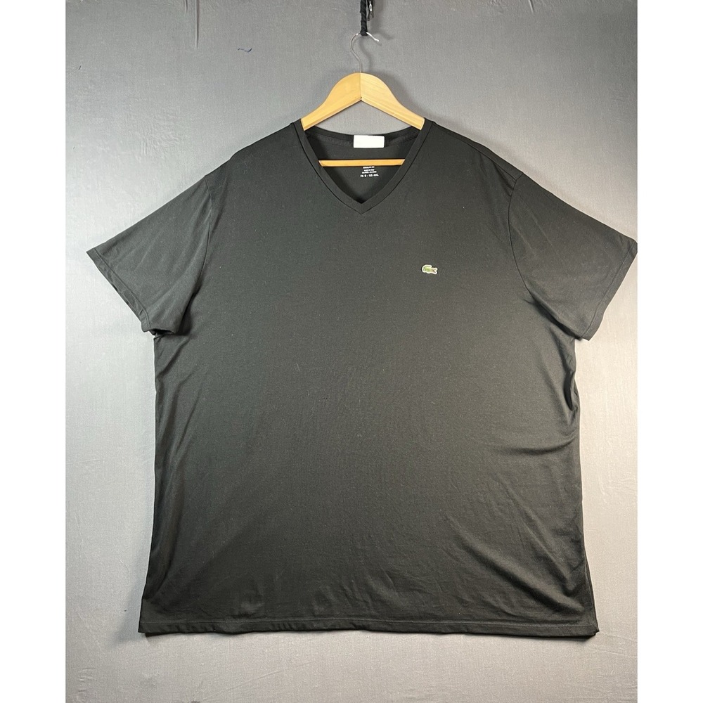 Lacoste Shirt Mens 4XL Black Cotton V Neck Tee Jersey Top Logo